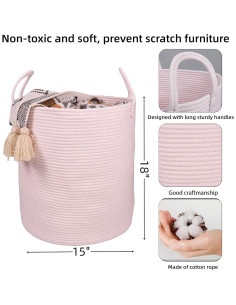 Cesta de Ropa de Algodón XUANGUO Rosa 58L 38.1x38.1x45.7cm 2