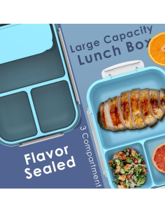 Caja Bento Whalehouse 1700ml 3 Compartimentos Hermética Azul 2