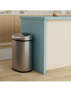 Cubo de Basura Automático Bigacc 50L Acero Inoxidable Plateado 2