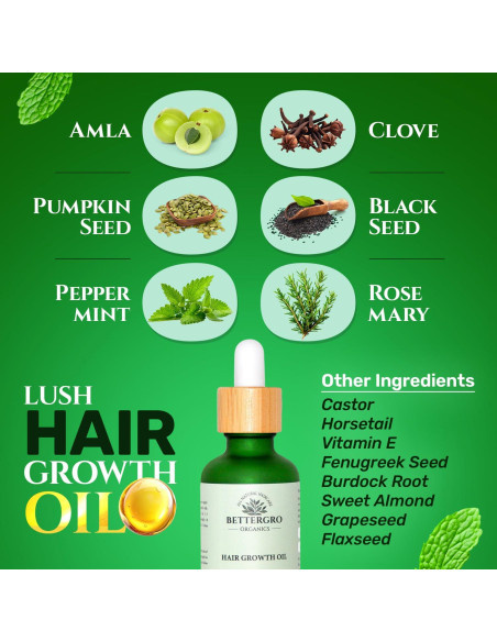 Aceite de Crecimiento Capilar Orgánico BetterGRO 50ml - Vegano