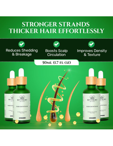 Aceite de Crecimiento Capilar Orgánico BetterGRO 50ml - Vegano
