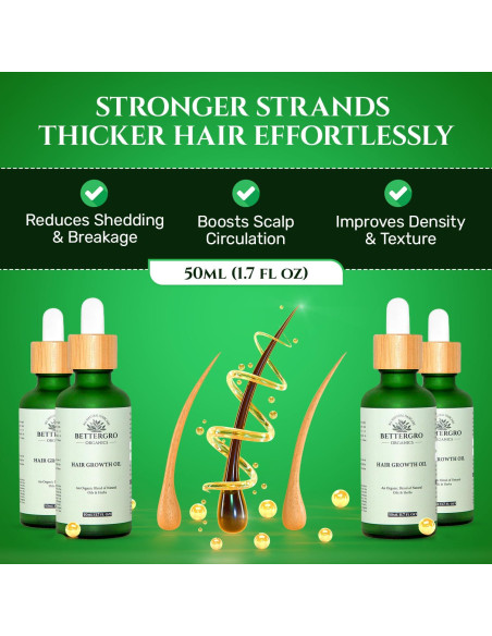 Aceite de Crecimiento Capilar Orgánico BetterGRO 50ml - Vegano