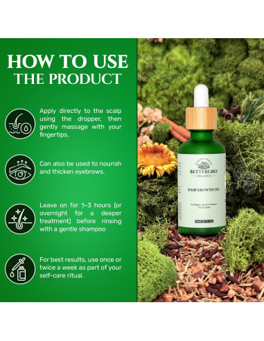 Aceite de Crecimiento Capilar Orgánico BetterGRO 50ml - Vegano