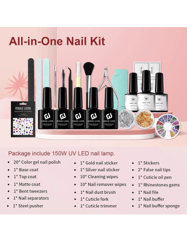 Kit de Esmalte de Uñas de Gel 43 Piezas MIRAGE LAYON