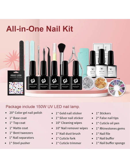 Kit de Esmalte de Uñas de Gel 43 Piezas MIRAGE LAYON