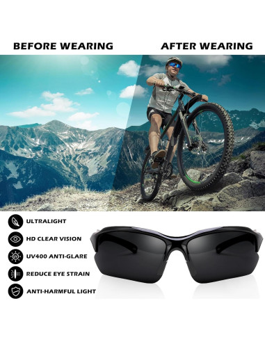 Pack 4 Gafas de Sol Polarizadas UV400 Unisex - Ligera y Cómoda