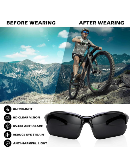 Pack 4 Gafas de Sol Polarizadas UV400 Unisex - Ligera y Cómoda