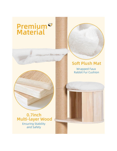 Árbol para Gatos Aechonow Piso a Techo 82-122 in Ajustable