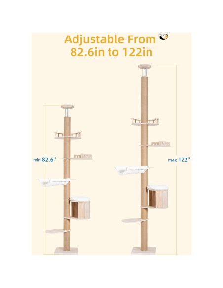 Árbol para Gatos Aechonow Piso a Techo 82-122 in Ajustable