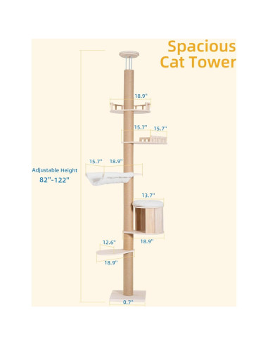 Árbol para Gatos Aechonow Piso a Techo 82-122 in Ajustable