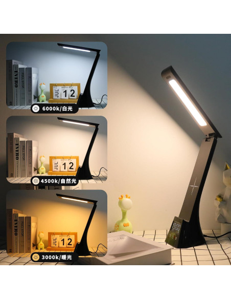 Lámpara de Escritorio LED WIOSOUL con Carga USB y Táctil