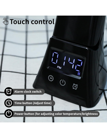 Lámpara de Escritorio LED WIOSOUL con Carga USB y Táctil