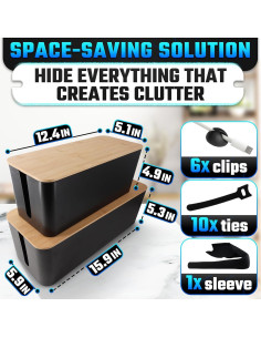 Juego de Cajas Organizadoras de Cables Kenberrys - 2 Piezas 2