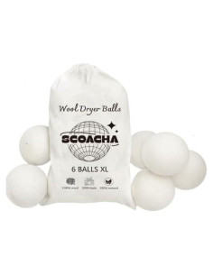 Bolas de Secado de Lana EcoSoft - 6 Unidades - 100% Lana de Nueva Zelanda - Ecológicas y Reutilizables