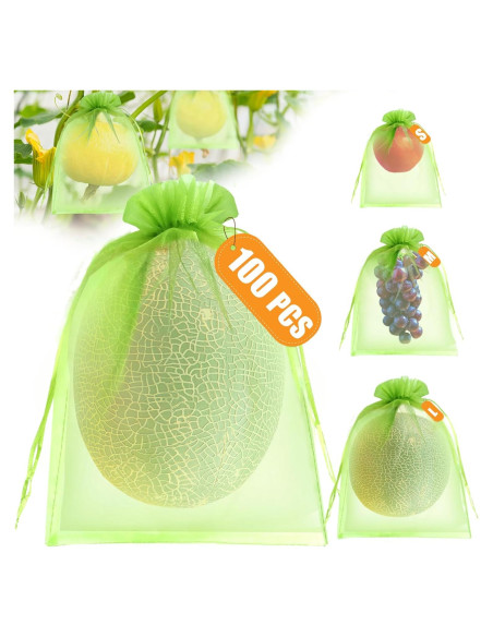 Bolsas de Protección de Frutas DQS - 100pcs, 3 Tamaños, Verde