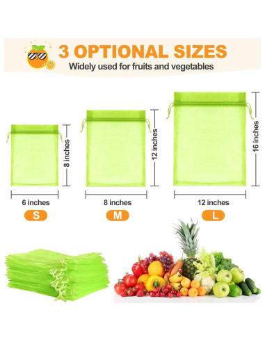 Bolsas de Protección de Frutas DQS - 100pcs, 3 Tamaños, Verde