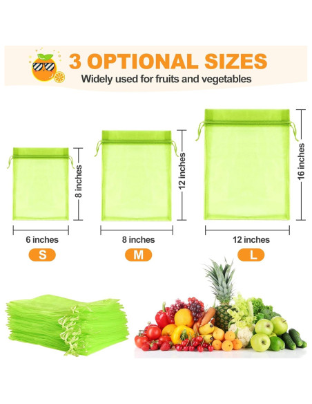 Bolsas de Protección de Frutas DQS - 100pcs, 3 Tamaños, Verde