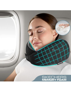 Almohada de Cuello Ergonómica Skechers - Espuma con Memoria, Negra 2