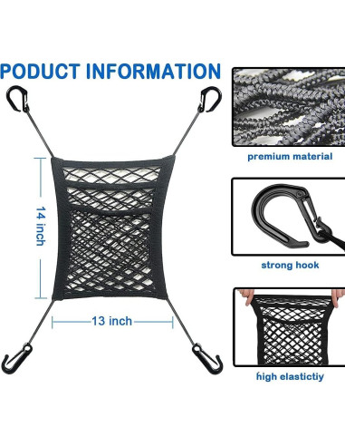 Organizador de Malla Che Yuefu 3 Capas para Auto Negro