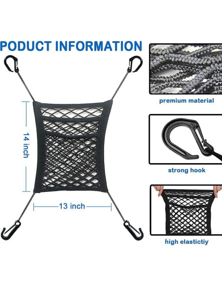 Organizador de Malla Che Yuefu 3 Capas para Auto Negro