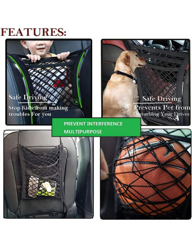 Organizador de Malla Che Yuefu 3 Capas para Auto Negro