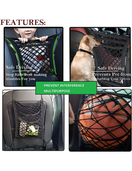 Organizador de Malla Che Yuefu 3 Capas para Auto Negro