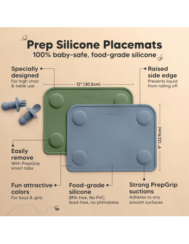 Manteles de Silicona Antideslizantes KeaBabies 2-Pack 30.5x22.9 cm