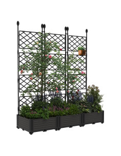 Cama de Jardín Elevada 3 PCS GarveeHome con Enrejado 126x42x160 cm