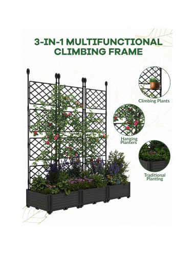 Cama de Jardín Elevada 3 PCS GarveeHome con Enrejado 126x42x160 cm