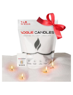 Vela Vogue 1LB Blanca con 15 Mechas Recargables Veganas