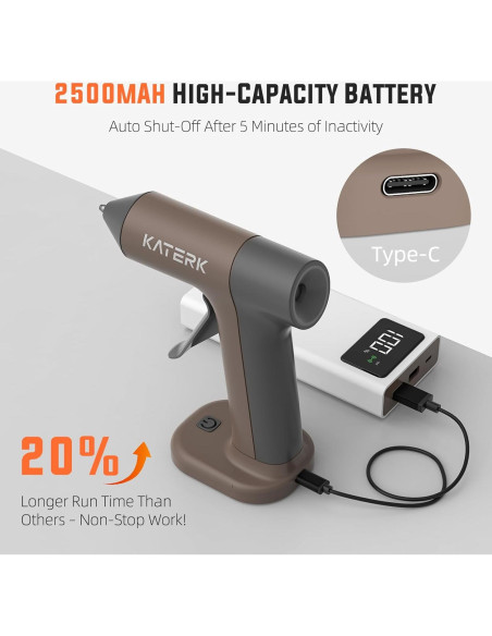 Pistola de Pegamento Caliente Inalámbrica Katerk 2500mAh