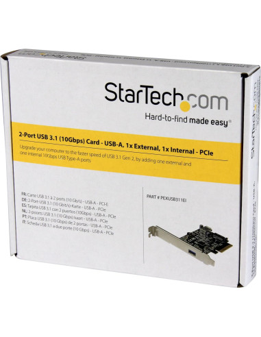 Tarjeta PCIe USB 3.1 StarTech 2 Puertos 10Gbps USB-A