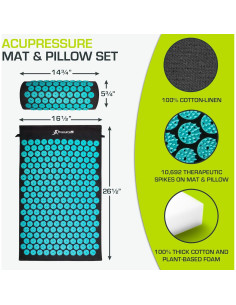 ProsourceFit Esteras y Almohadas de Acupresión - Verde/Blanco 2