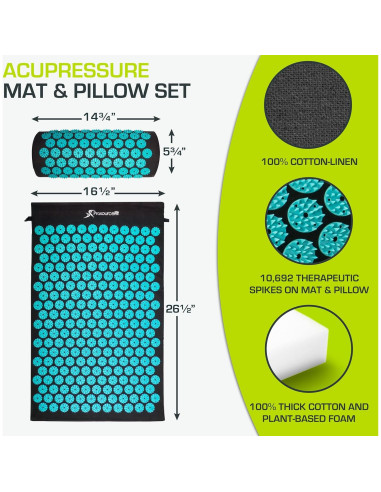 ProsourceFit Esteras y Almohadas de Acupresión - Verde/Blanco