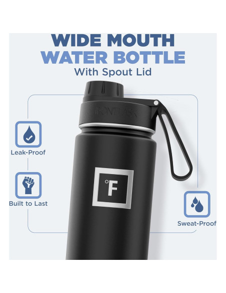 Botella de Agua Deportiva Iron Flask 622g Acero Inoxidable Aislada