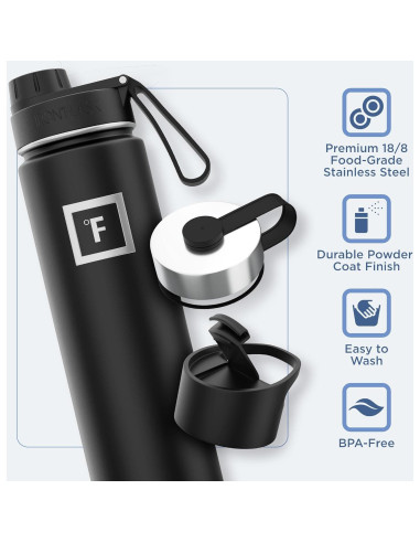 Botella de Agua Deportiva Iron Flask 622g Acero Inoxidable Aislada