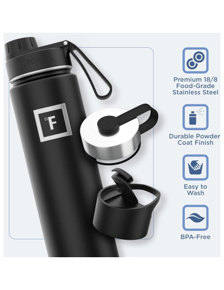 Botella de Agua Deportiva Iron Flask 622g Acero Inoxidable Aislada