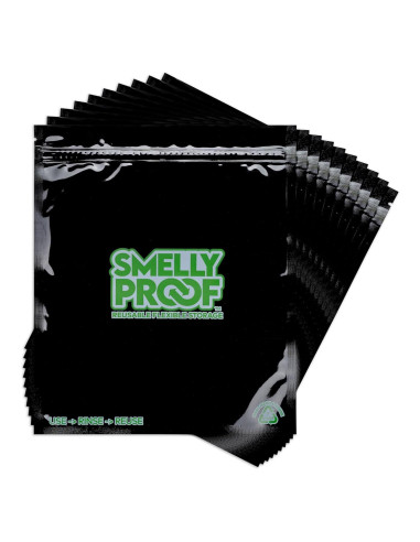 10 Bolsas Reutilizables Smelly Proof Negras 8.5" x 10"