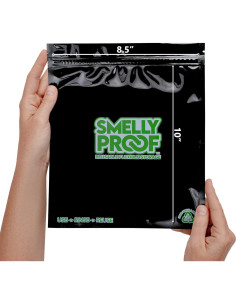 10 Bolsas Reutilizables Smelly Proof Negras 8.5" x 10" 2