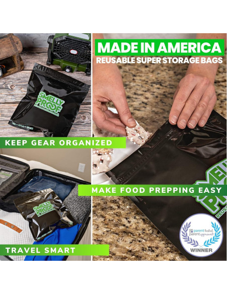 10 Bolsas Reutilizables Smelly Proof Negras 8.5" x 10"