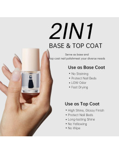 Esmalte de Uñas 2 en 1 COSMOO Base y Top Coat Transparente 8.5ml 2
