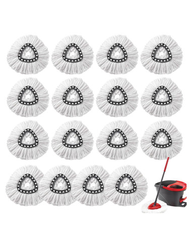 16 Piezas Cabezas de Repuesto para Mopa Giratoria HANDRERLEE