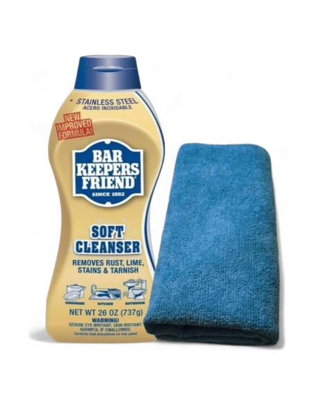 Limpiador Líquido Bar Keepers Friend 769 ml + Paño Microfibra 40x40 cm