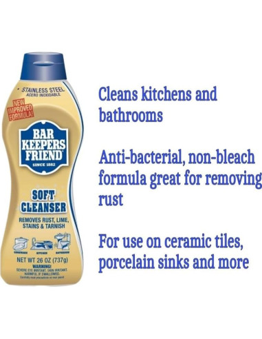 Limpiador Líquido Bar Keepers Friend 769 ml + Paño Microfibra 40x40 cm