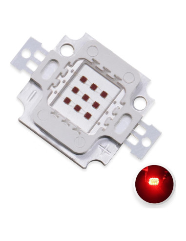 Chip LED Rojo 10W LEDGUHON 660nm para Iluminación DIY