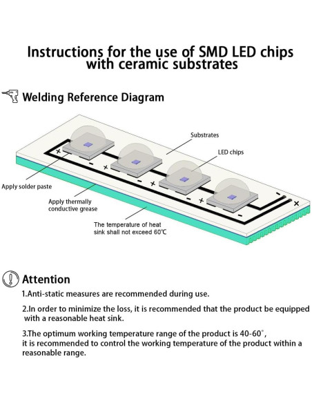 10 Pcs LED Infrarrojo 810nm 3W SMD LEDGUHON para CCTV