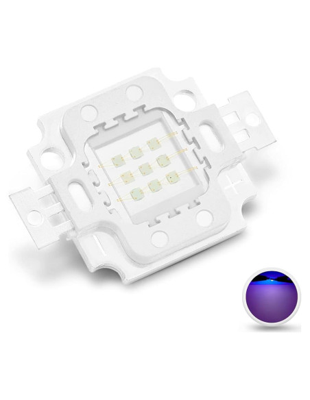 Chip LED Ultravioleta 10W Chanzon 395nm SMD COB 1 pieza