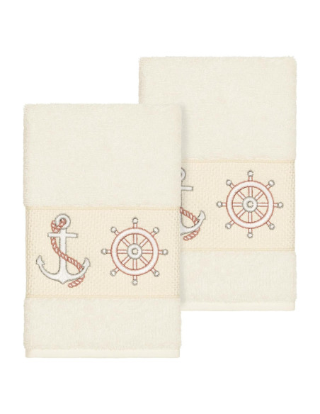 Conjunto de 2 Toallas de Mano KHALPERA Algodón Turco Crema