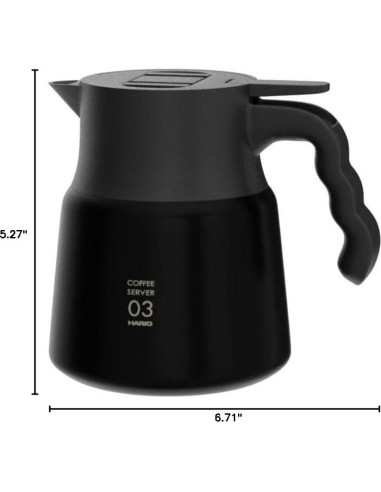Servidor Metálico Aislado Hario V60 PLUS 800ml Negro