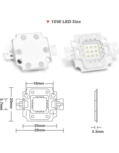 Chip LED Ultravioleta 10W Chanzon 395nm SMD COB 1 pieza
